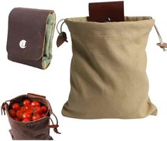 anigship Outdoor Bag Fruit Picking Bag, Multipurpose Foraging Bag for Travel, Waist Pouch, Camping Gear, Convenient, Lightweight, Large Capacity, Easy to Carry, Leather Canvas Pouch, Camping, High King Khaki (Khaki)