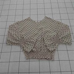 ◇ ⊂ ナチュラルクチュール ドット 水玉 長袖 ブラウス カットソー サイズF ライトベージュ ブラック系 レディース E  【1508260063395】