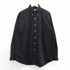 XL/古着 ラルフローレン 長袖 ブランド シャツ メンズ 90s ワンポイントロゴ BLAKE 大きいサイズ コットン ボタンダウン 黒 ブラック 25may