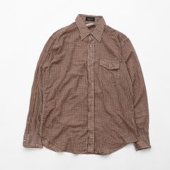 ガーゼ生地 長袖シャツ ギンガムチェック ブラウン レジリオ Resilio Lサイズ 古着【UR-0248】