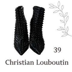 【Christian Louboutin】クリスチャン ルブタン イタリア製 Snakilta スタッズ アンクルブーツ 39 ブラック バックジップ