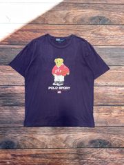 【 90's ポロベア 】Polo by Ralph Lauren　ラルフローレン　POLO SPORT　バスケットボール　シングルステッチ　茄子紺色　L