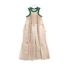 Silk Satin Mix Dress ワンピース コットン ベージュ グリーン