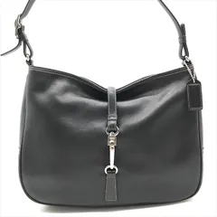 美品 COACH コーチ レザー ワンショルダー バッグ ブラック レザー レディース k3196