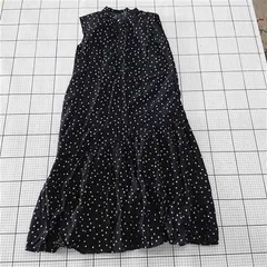 ◇ ⊂ NOLLEY'S ノーリーズ ドット 水玉柄 ロング丈 ノースリーブ ワンピース サイズF ブラック系 レディース E  【1509180016539】