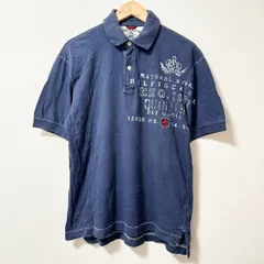 (^w^)b TOMMYHILFIGER トミーヒルフィガー 半袖 ポロシャツ ブランドロゴ ロゴプリント プリント 綿100% カジュアル シンプル 普段着 ネイビー ダークブルー メンズ サイズM