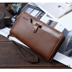 2 長財布 財布 レザー  革 札入れ 小銭入れ カード入れ スナップボタン ジップ ブラウン