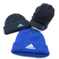 アディダス ニットキャップ 3点セット 帽子 スポーツウエア ブランド まとめて ジュニア キッズ 男の子用 adidas 【中古】