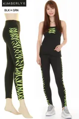 KIMBERLY C YPS-3171 ブラック×グリーン 上下セット コンプレッションウェア レディース ヨガパンツ スポーツパンツ ロングレギンス コンプレッションウェア フィットネス ウェアトレーニング ロングタイツ マラソン おしゃれ インナー 新品