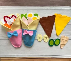 PE106★フェルト知育玩具 クレープ おままごと ハンドメイド 療育 指先練習