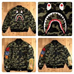 a bathing ape シャーク　スタジャン MA-1 L 美品 A BATHING APE シャークMA-1 ジャケット Lサイズ