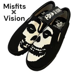 VISION STREET WEAR×MISFITS FACE OFF SLIP ON  BLACK 27.5cm DEAD STOCK‼︎ ミスフィッツ ビジョン ストリート　 スカル