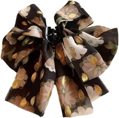 blue beryl ヘアアクセサリー ビッグリボン レディース シフォン シアー エアリー 簡単アレンジ バンスクリップ 髪飾り まとめ髪 かわいい バレッタ きれいめ カワイイ清楚 優雅 柄 小花柄 おしゃれ BB057(花柄ピンク)