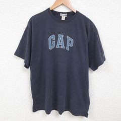XL/古着 ギャップ GAP 半袖 ブランド Tシャツ メンズ ビッグロゴ 大きいサイズ コットン クルーネック 紺 ネイビー 25jun06 中古