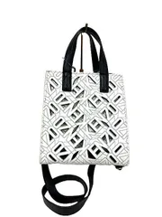 【中古】KENZO ケンゾー バッグ レディース 2WAY カットワーク ロゴ ホワイト×ブラック＿s11＿セルモアから出品＿s-0163-r11のサムネイル