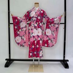 二尺袖 単品 卒業式着物 ピンク 裄66.5cm Mサイズ  袴用着物 化繊 中古 4569