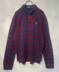 Polo by Ralph Lauren ボーダー長袖ポロシャツ XL レッド/ネイビー
