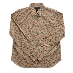 Ralph Lauren ラルフローレン 花柄ワイシャツ ベージュ 赤系 ブラウス トップス レディース Mサイズ