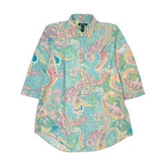 LAUREN RALPH LAUREN ローレンラルフローレン 総柄 コットン シャツワンピース L/ペイズリー