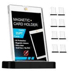 FFOGG ポケカ ローダー UVカット マグネットホルダー 35pt UVカット (ローダー8個+スタンド8個セット) 収納 トレカ保護ケース カードケース 遊戯王カードケース ポケカ 磁石式 1