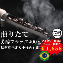 【芳醇ブラック】自家焙煎コーヒー豆 400g ブラジル リッチフィールド ★スペシャリティ★【在庫販売】