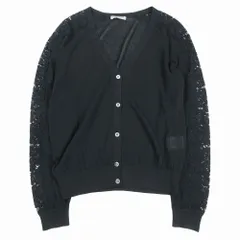 19ss theory luxe セオリーリュクス レース スリーブ カーディガン サマーニット 上着 OPUS LACE HACHI 40 M 黒 レディース 【中古】