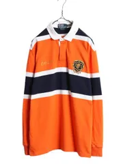 【お得なクーポン配布中!】 90s ポロ ラルフローレン ボーダー 長袖 ラガーシャツ メンズ L 90年代 オールド ラグビー 長袖シャツ コットン マルチカラー ワンポイント