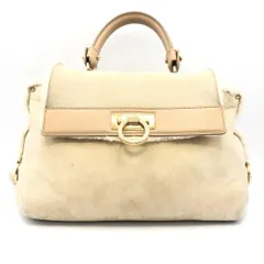 【中古】SALVATORE FERRAGAMO ガンチーニ 2WAYバッグ EZ-21 E784 ベージュ ムートン　サルヴァトーレ・フェラガモ[17]