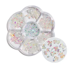 【人気商品】(オーロラリボン) レジン用 デコパーツ ハンドメイド ジュエリーパーツ ネイルアート 蝶結び 立体 3D ラインストーン 蝶 リボン オーロラ クリア ネイルパーツ