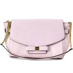 ケイトスペード バッグ katespade パイソン エンボスド リボン レザー チェーン ショルダー ハンド バッグ ピンクブラッシュ【訳あり】4265