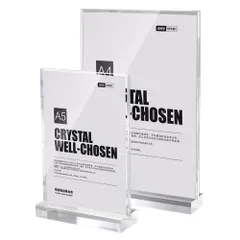 Shape:A4 Haloy ポップスタンド 卓上メニュー立 T型 透明アクリル樹脂 フォトフレーム サインスタンド 両面用 縦置き 広告 写真 カード立て (A4)