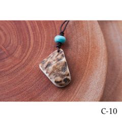 エゾ鹿 エゾシカ 鹿角皮玉 ネックレス ハンドメイド 手作り1点もの [C-10]