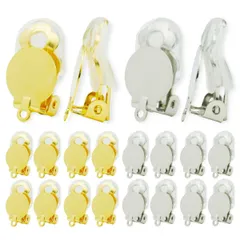 【在庫処分】10mm丸皿 カン付き クリップ式 ゴールド シルバー 2色 10ペア20個 パーツ シリコンカバー 付き アクセサリーパーツ ハンドメイド イヤリング 手芸 金具 素材