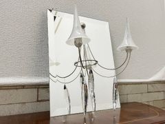 バカラ Baccarat Plume プリュム 2灯 ブラケットライト 壁掛け照明器具 壁灯 ミラー 鏡 クリスタルチャーム３個付 高級インテリア(他123)