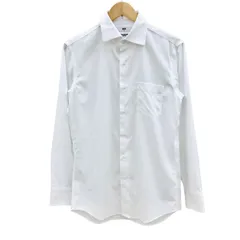 MY53 ユニクロ UNIQLO スーパーノンアイロンジャージースリムシャツ/BD/長袖 ビジネスシャツ Yシャツ ホワイト M