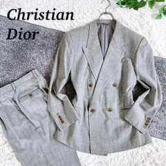 当時物　オールド　ディオール セットアップ　スーツ　チェック柄　ダブル　グレー