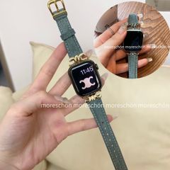 【 Apple Watch バンドベルト 】ゴールド シルバー ❤︎ アップルウォッチ キャンバス 布レザー デニム ストラップ 腕時計 手首 雑貨 アクセサリー 軽量 上品 高級感 高見え パーティー カジュアル エレガント 韓国