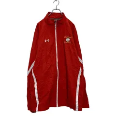 UNDER ARMOUR ジップアップ ナイロンジャケット 2XL レッド アンダーアーマー ビッグサイズ 野球 古着卸 アメリカ仕入 a605-5226