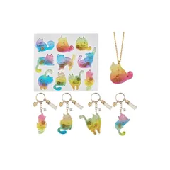 Voyyphixa シリコンモールド 猫 DIY 手作り ねこ ピアス イヤリング キーホルダー チャーム アクセサリー UVレジン 型 エポキシ樹脂 贈り物 通し穴付き (ねこ) 1