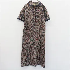 斉藤都世子 Toyoko Saito サイトウトヨコ　　ニットワンピース　レトロ s サイトウトヨコ 斉藤都世子 ニット ワンピース 青系 茶