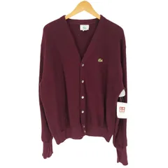 アイゾッドラコステ IZOD LACOSTE 80-90S USA製 最終タグ ロゴ ワッペン アクリル ニット カーディガン ロングリブ メンズ import：L 