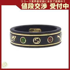 GUCCI グッチ ジェムストーン付アイコンリング YG/ブラック