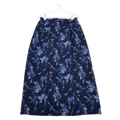 Leilian レリアン 花柄 ロングスカート ネイビー×ブルー系 13+ 大きなサイズ