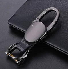 【人気商品】(タイプ5) 亜鉛合金と黒い革のキーホルダーは2つのキーホルダーを持っています。（ギフトボックス付き）