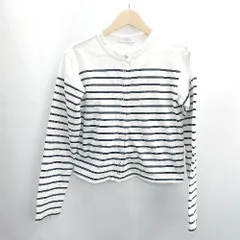 ◇ ⊂ UNITED ARROWS ユナイテッドアローズ ボーダー柄 綿 長袖 カーディガン サイズ表記なし ホワイト ネイビー レディース E  【1502180053740】