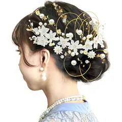 [JZOON] 成人式 結婚式 浴衣 髪飾り ヘアアクセサリー かんざし ヘッドドレス 人気 成人式 水引 金箔 銀箔 パール 和服 七五三 卒業式 入学式 結婚式 発表会 着物 振袖 袴 結納 27点セット