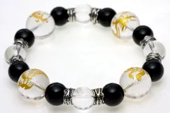 天然石 四神獣ブレスレット 風水四神獣 水晶 （金彫り） オニキス パワーストーン 四神相応数珠ブレスレット バラ売り メンズ レディース 四神獣パワーストーン / インペリアルオーラ おしゃれ かわいい オシャレ 可愛い プレゼント ギフト 贈り物