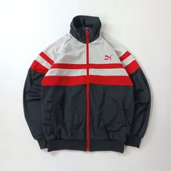 PUMA プーマ ジャージ 裏起毛 ロゴ刺繍 レッド×ブラック×ホワイト S　B202507