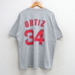 XL/古着 半袖 ビンテージ Tシャツ メンズ 00s MLB ボストンレッドソックス デビッドオルティーズ 34 コットン クルーネック グレー 霜降り 
