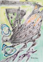三原彰彦 サロン・ドトーヌ入選作家 [KODAIRYU]ドローイング原画 鉛筆画 インテリア 動物画 現代アート 小品 絵画 美術品 ペン画 イラスト 怪獣 線画 オリジナルイラスト 子供部屋 竜 恐竜ドラゴン 龍 神秘的 抽象画 かわいい 緑 お洒落